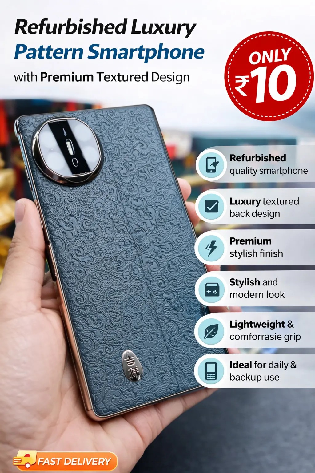 Refurbished Luxury Pattern Smartphone with Premium Textured Design