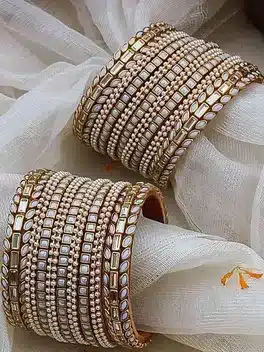 Royal Kundan Pearl Designer Bangle Set