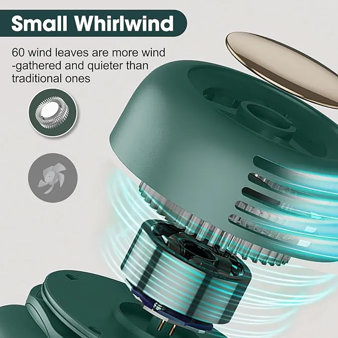 Portable Silent Mini Bladeless Fan Clip On, Mini Fan With Clip, New Adjustable 3-Speed Suspended Waist Fans, For Outdoor & Travel & Office, Travel Accessories