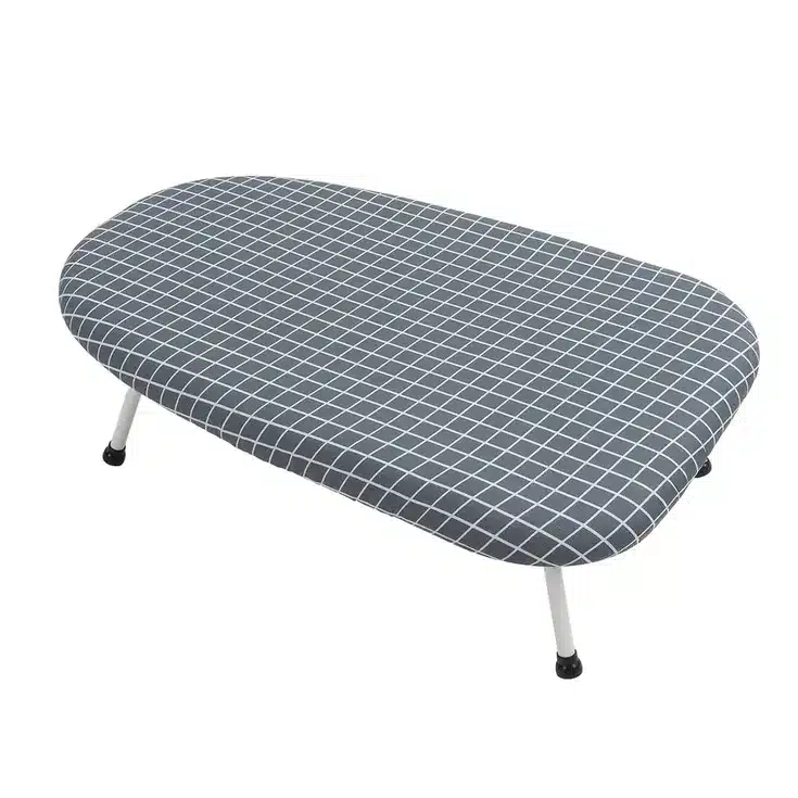 Tabletop Ironing Board, Easy Moving Safe Ironing Board Leg Foldable with Wheel for Bedroom Classic Blue Plaid