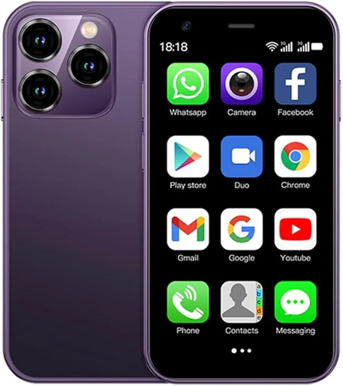 XS15 3G Mini Smartphone 3.0 Inch WiFi GPS Quad Core Android 8.1 Cell Phones Slim Body HD Camera Dual Sim Compatible with Google Play