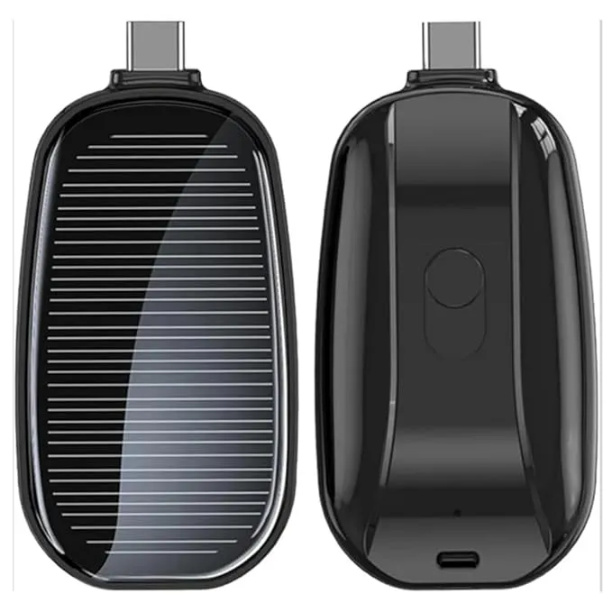 Large Capacity Battery Small Solar Charger Solar Power Bank Keychain Charger for Mobile Phones with Carabiner Emergency Power Supply