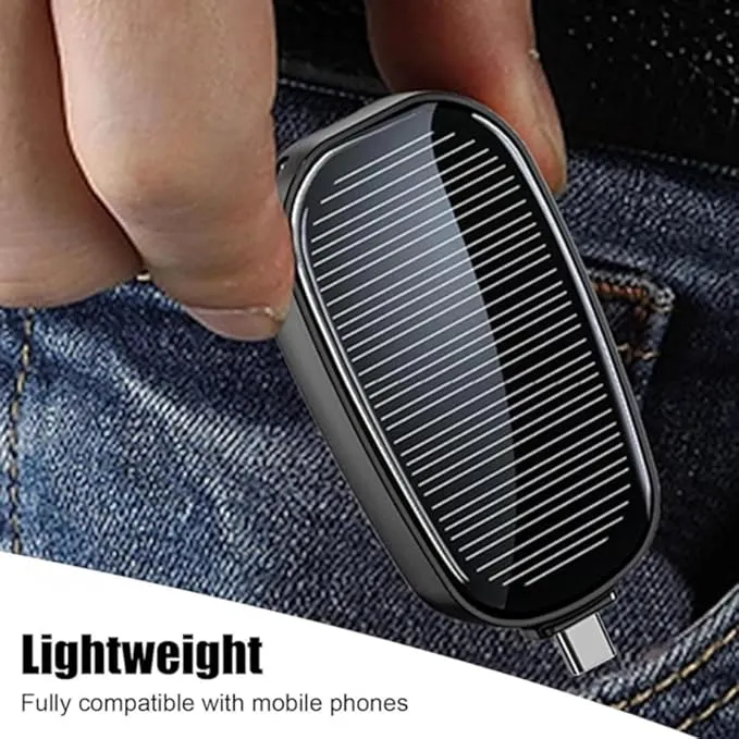 Large Capacity Battery Small Solar Charger Solar Power Bank Keychain Charger for Mobile Phones with Carabiner Emergency Power Supply