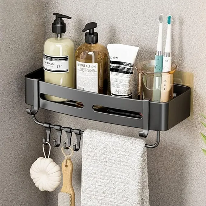 Backline Aluminium Folding Towel Rack with Swivel Towel Rod | Wall Mounted 90° Foldable Towel Holder with 9 Hooks and Hanger | Space Saving Bathroom Accessories