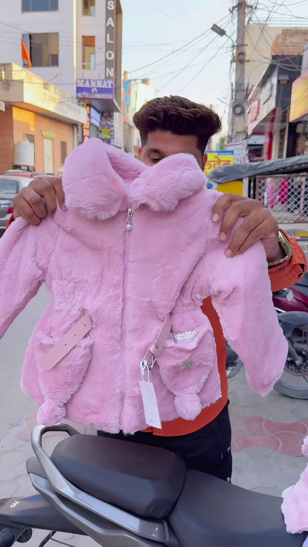 Kids’ Winter Jackets 🧸❄️ With Plush Texture & Toy Accents – Purple, White & Pink Variants